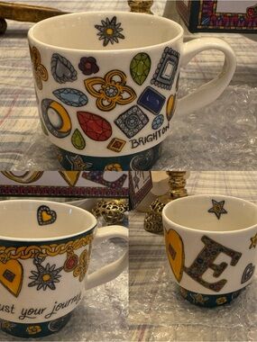 New in Box Brighton Ceramic Love Mug Set Trust Your Journey Set of 3